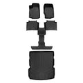SA0568-B0570-D0568 All Weather Custom Fit Black 3 Row & Cargo Liner Behind the 2nd Row Floor Mat Liner Set for 2021-2023 Jeep Grand Cherokee L, Black