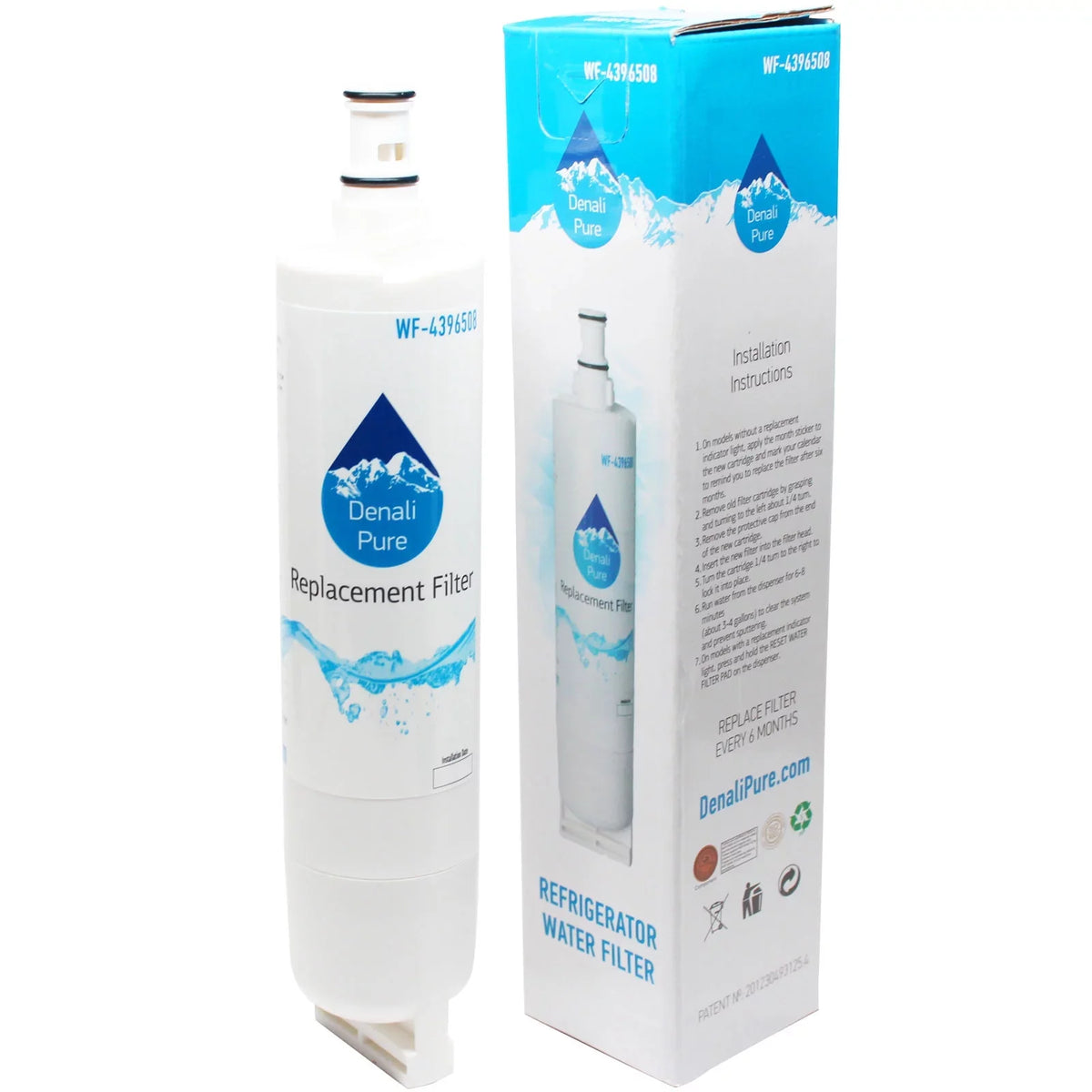 3-Pack Replacement for Whirlpool ED2VHGXML10 Refrigerator Water Filter - Compatible with Whirlpool 4396508, 4396510 Fridge Water Filter Cartridge - Denali Pure Brand