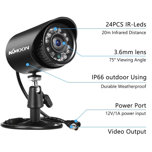 2.0MP 1080P F Security Analog Camera with 4pcs 1080P, Infrared Night Vision, Motion Detection, Outdoor Waterproof CCTV Surveillance Camera NTSC System