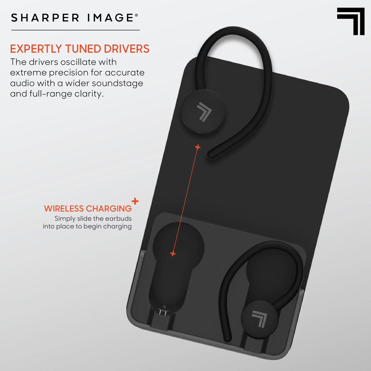 Sharper Image® SoundHaven® Sport True Wireless Bluetooth Earbuds with Qi Charging Case, Black
