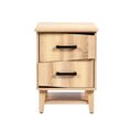 Modern Wooden Nightstand with Two Drawers and Sleek Black Handles