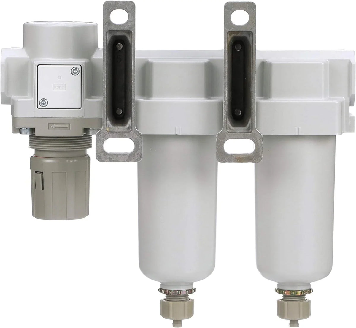 3 Stage Compressed Air Filter Dryer System - ParticuLatitudee Air Filter, Coalescing Air Filter, Compressed Air Pressure ReguLatitudeor Combo, 1/2" NPT - Metal Bowl, Manual Drain
