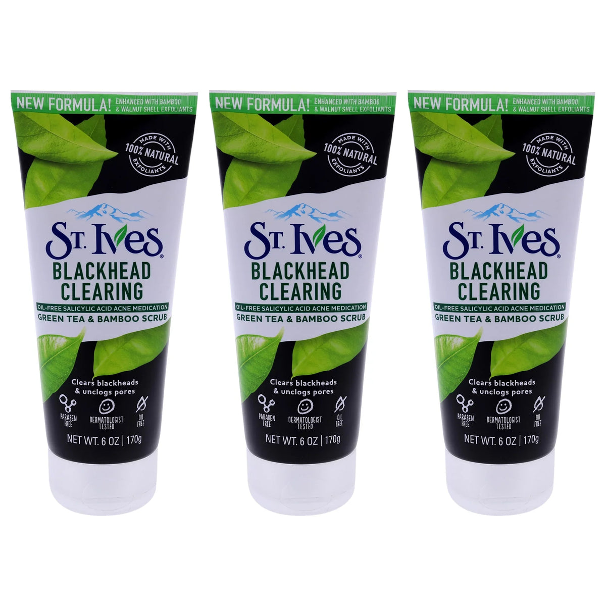 St. Ives Blackhead Clearing Scrub - Green Tea - Pack of 3 Scrub, 6 oz