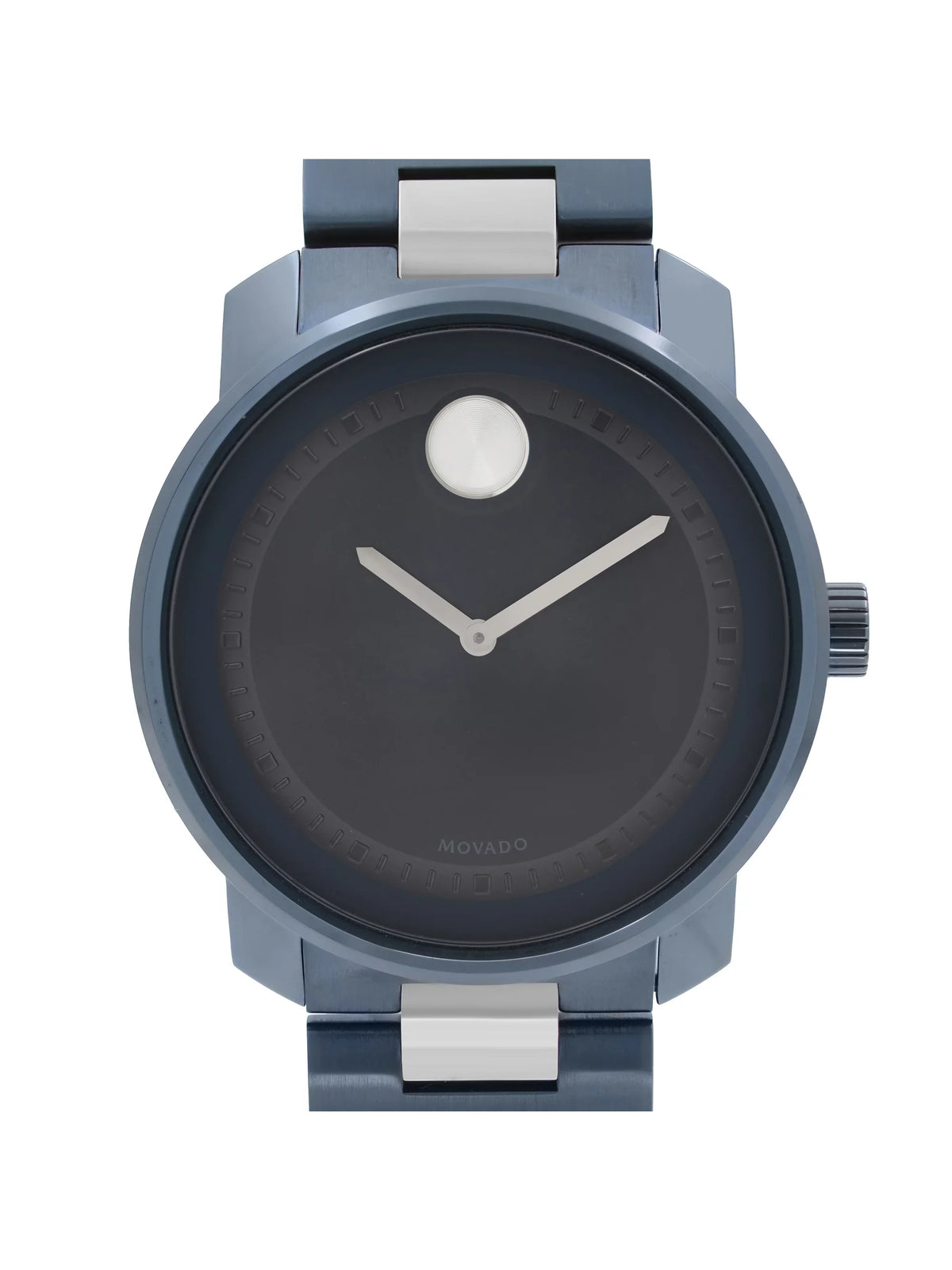 Movado Bold 42.5mm Blue Ion PLatitudeed Stainless Steel Quartz Mens Watch 3600422