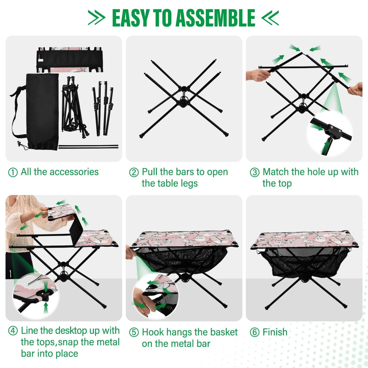Abstract Roses Flowers Camping Folding Table Portable Beach Table with Storage Bag Compact Picnic Table for Outdoor Travel Fishing BBQ