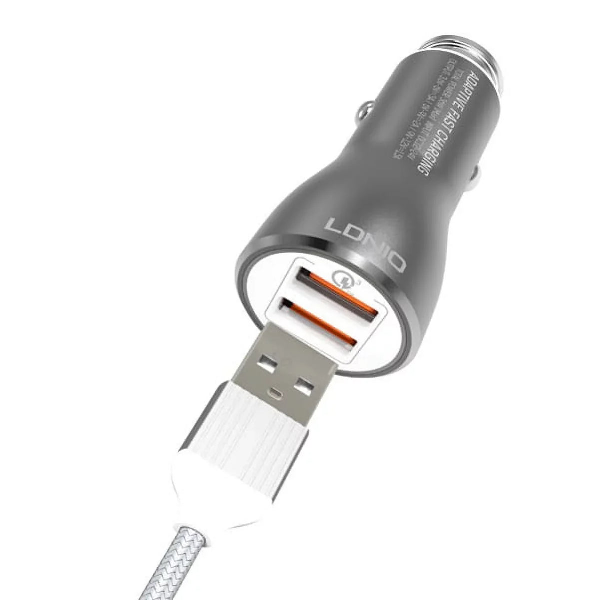 2-Port USB 36W Fast Car Charger w Charger Cord Type-C 10ft USB Cable D3W for Blackberry Motion, Key2, KEYone, LE - BLU G9, Vivo XI Plus 5 - CAT S61 S48c - Coolpad Legacy