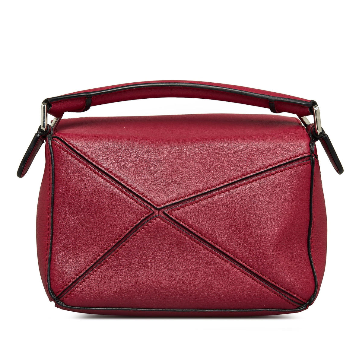 Pre-Owned Authenticated LOEWE Mini Puzzle Satchel Calf Leather Red Unisex (Good)