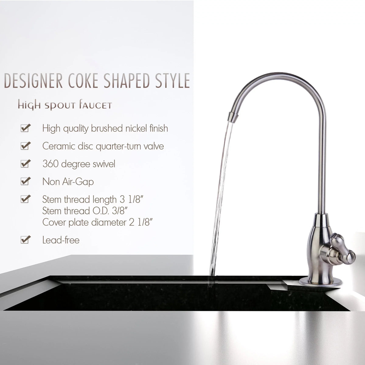 iSpring GK1-AW Heavy Duty Reverse Osmosis, High Spout Kitchen Bar Sink Drinking Water, Contemporary RO Faucet, Antique Wine