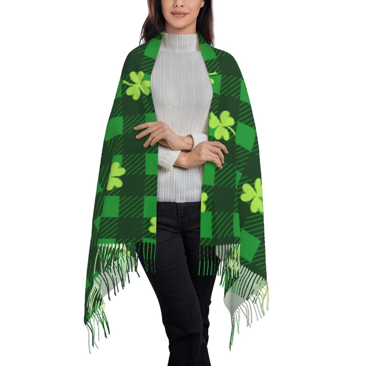 Bingfone Soft Cashmere Feel Scarf For Women Elegant Art Print Winter Warm Scarves Large Shawl Wrap Gifts- Happy St. Patrick's Day5