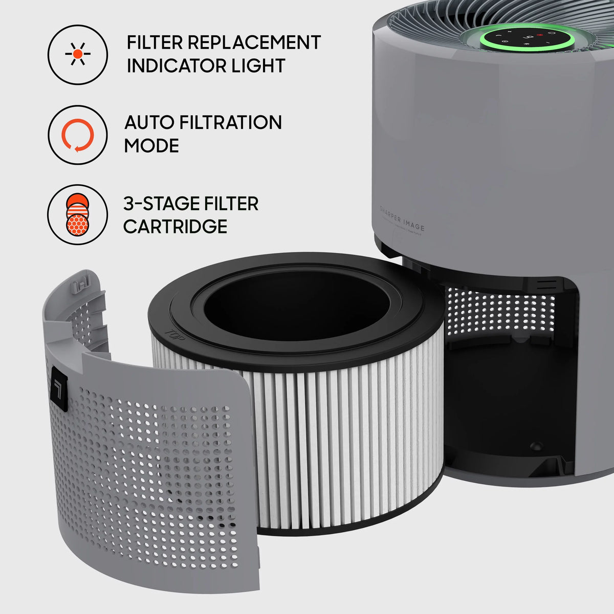 Sharper Image True HEPA Air Purifier, Covers up to 350 Sq. Ft., Gray (New)