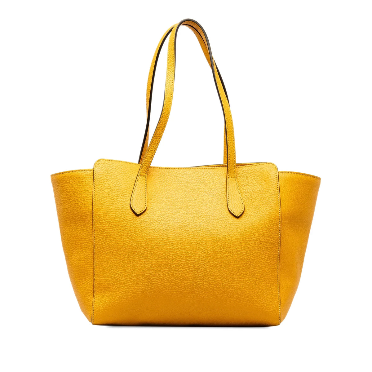 Pre-Owned Authenticated Gucci Medium Swing Tote Calf Leather Yellow Tote Bag Unisex (Good)