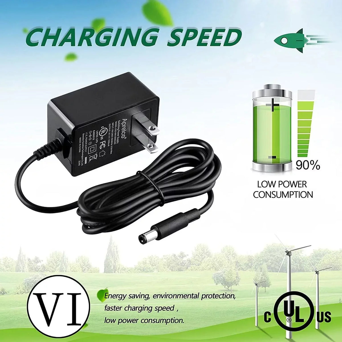 Aprelco UL Listed 6V - 6.5V AC / DC Adapter Compatible with Siemens Gigaset S440, S445, S450 S455 S450IP, S455IP,S680, S685 S680IP,S685IP,S645, S670, S675,S790 DECT 6.0 Cordless Phone Base Unit
