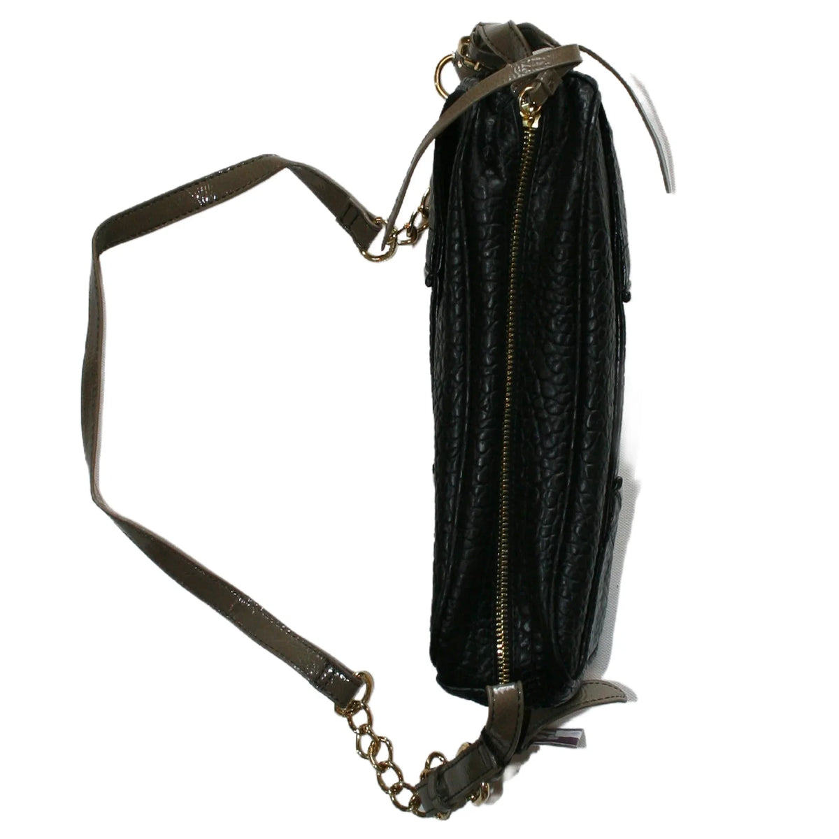 KDNY Women's Foster Cross Body Purse In Black With Brown Trim