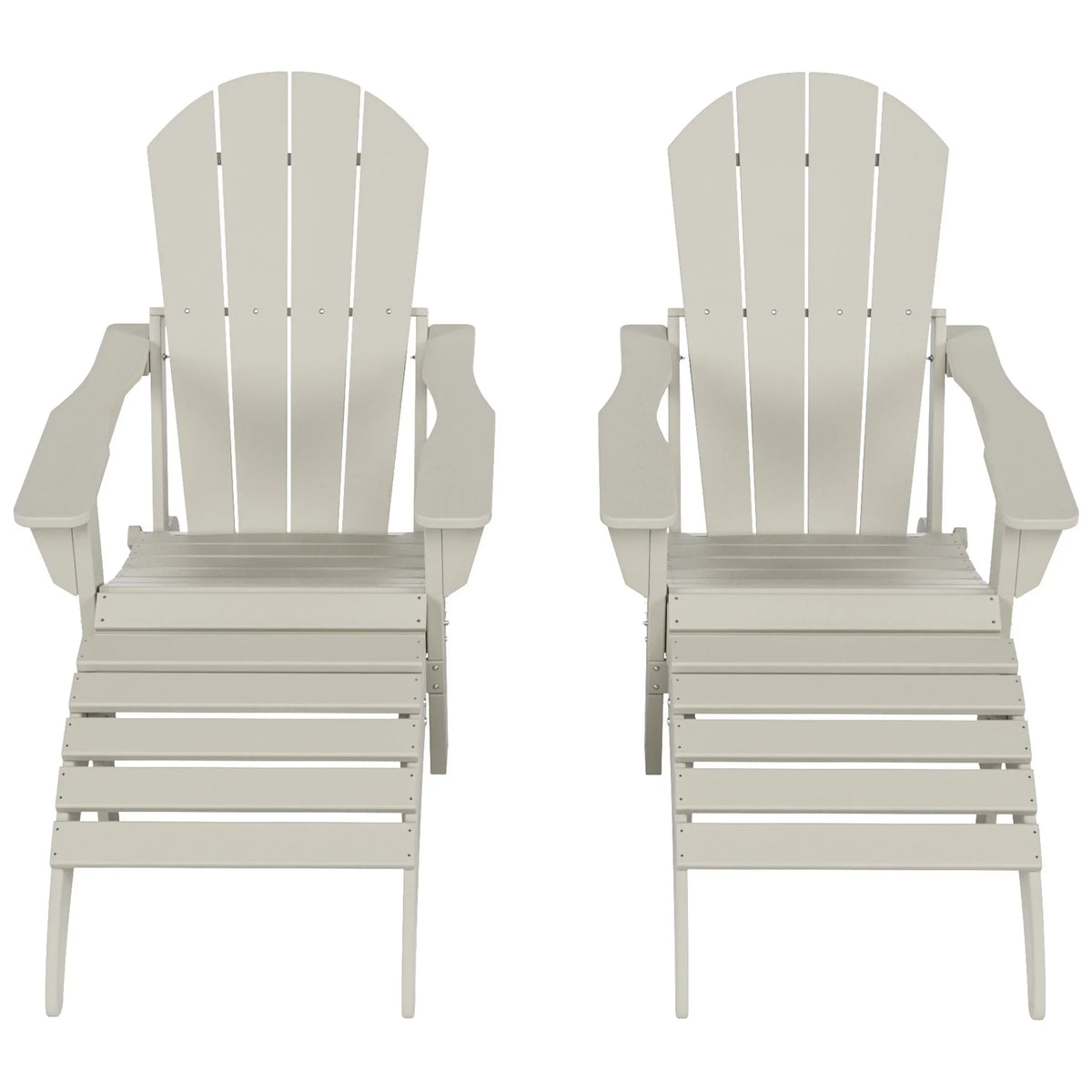 Polytrends  Laguna All Weather Poly Outdoor Patio Adirondack Chair Conversation Set - (4-Piece) Sand