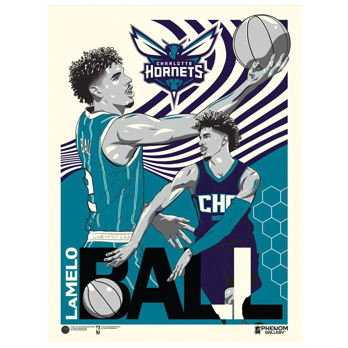 Phenom Gallery LaMelo Ball Charlotte Hornets 18'' x 24'' Serigraph