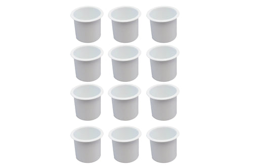12 Cup Holder Plastic Pocket Recessed Drop In Insert Universal for Boat RV Car Truck Sofa Game Table Marine Pontoon Motorhome Camper White