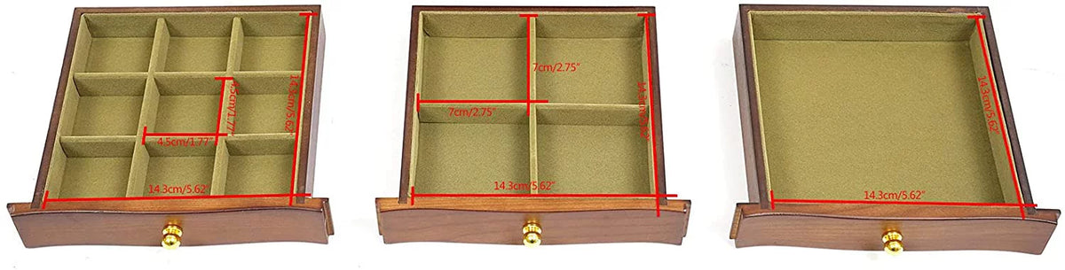 MONIPA 4 layers Wooden Gemstone Display Case Jewelry Storage Case W/ 4 Drawers and 2 Swing-out Cabinets