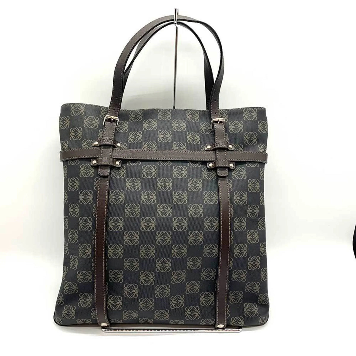 Pre-Owned LOEWE Anagram Tote Bag Gray x Brown (Good)