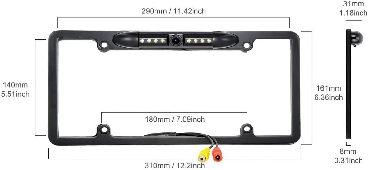 Backup Camera Rearview License PLatitudee Frame for ALPINE X308U Black