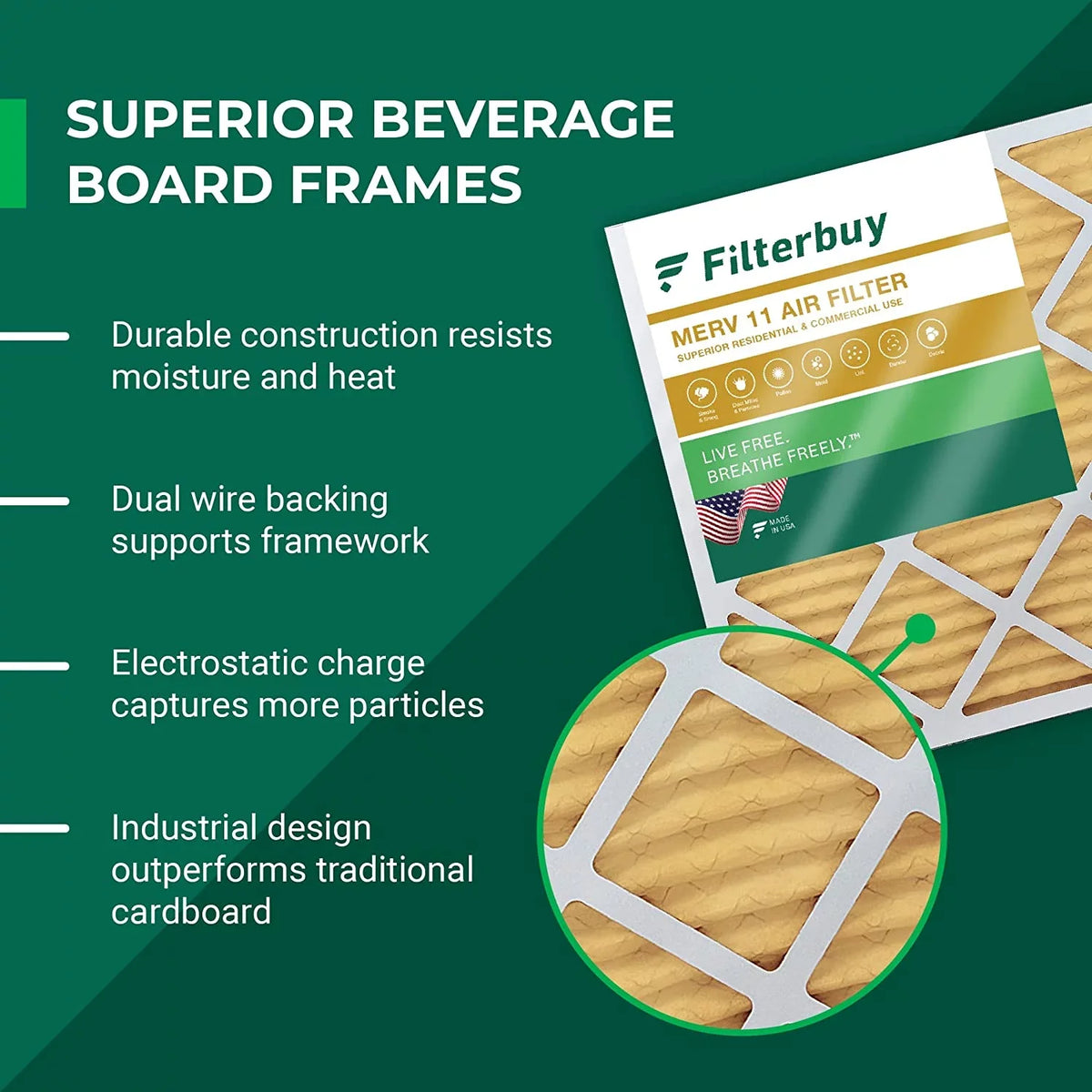 Filterbuy 10x24x1 MERV 11 Pleated HVAC AC Furnace Air Filters (4-Pack)
