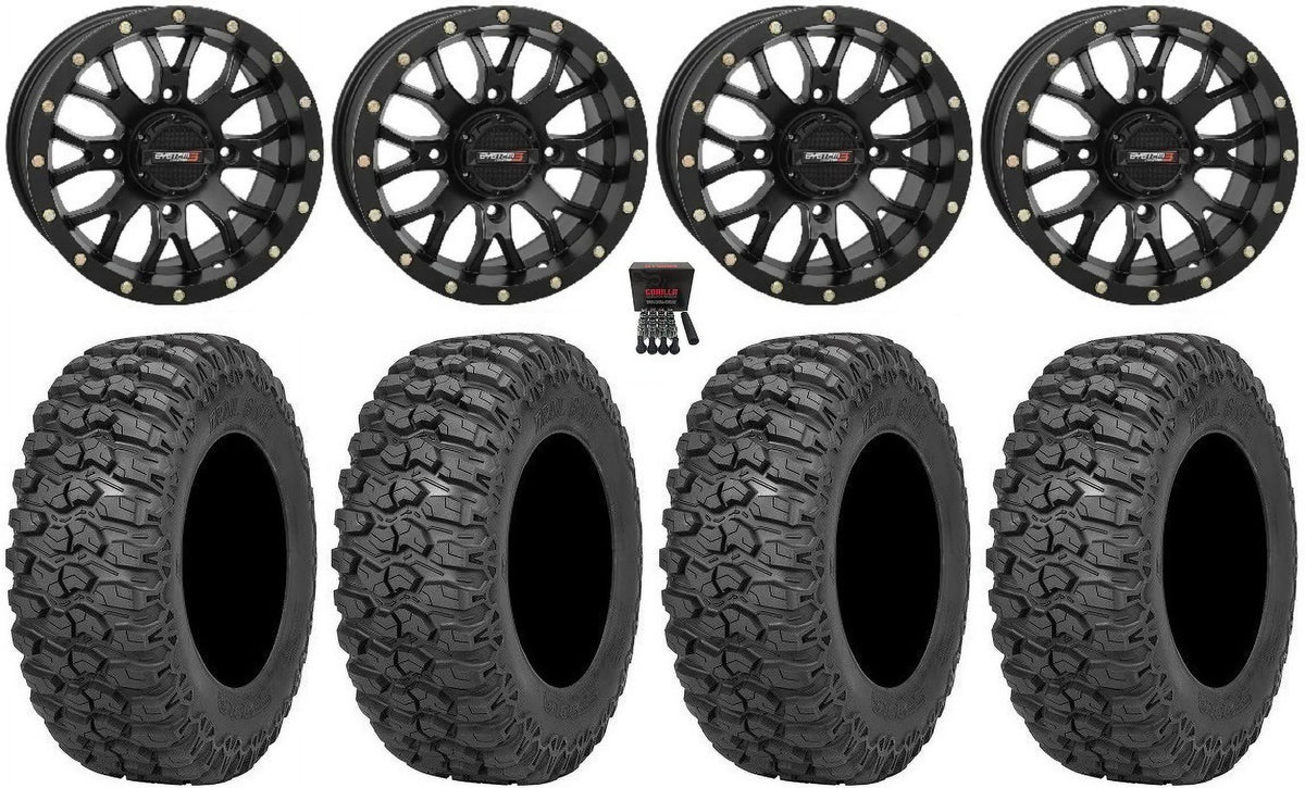 System 3 ST-3 Black 15" Wheels 32" Trail Saw 2.0 Tires Can-Am Commander Maverick Renegade Outlander Defender