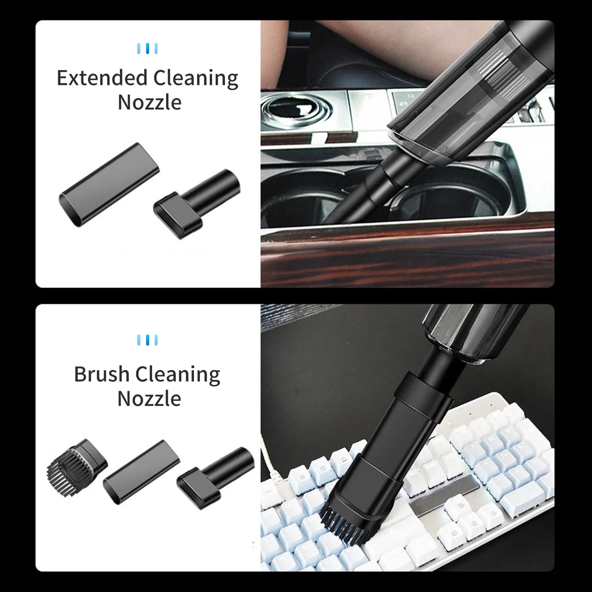 moobody Vacuum Cleaner, 120W Handheld Cleaner, 6000Pa Powerful Suction, USB Powered with HEPA Filter for Cleaning Hair Dust Gravel in Home Office