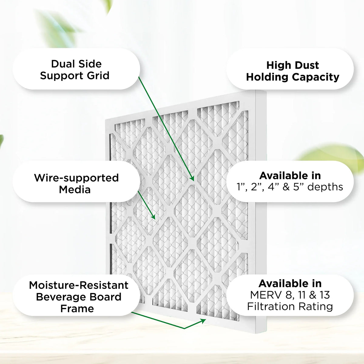 Pamlico Air 16x20x4 MERV 11, MPR 1000 Pleated AC Furnace Air Filters by Pamlico. 3 Pack. Actual Size: 15-1/2 x 19-1/2 x 3-3/4, White