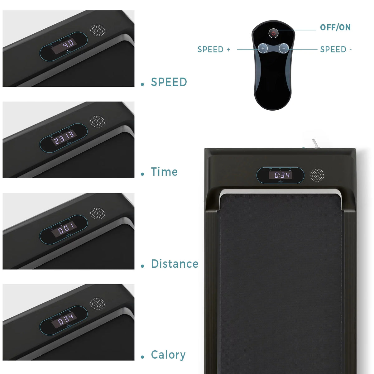 Walking Pad Treadmill, BTMWAY Ultra-Quiet Under Desk Treadmill for Home Office Gym Use, 2.5 Electric Treadmill with Bluetooth APP/speaker/Remote Control/Display, 2 in 1 Portable Walking Pad