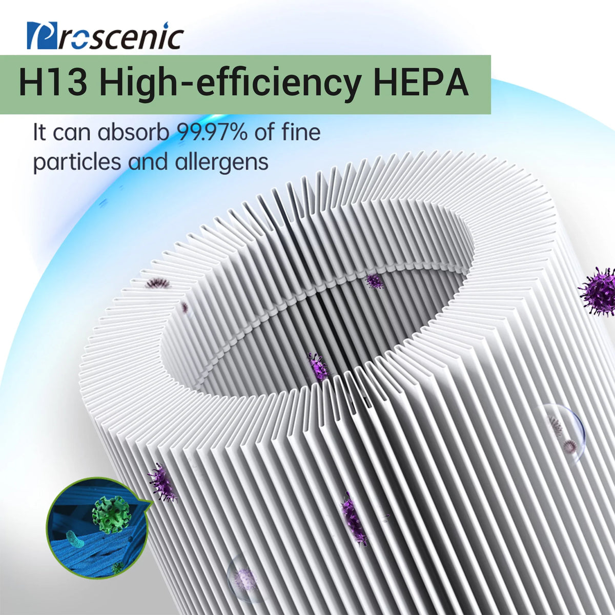 Air Purifier,H13 HEPA Filters 4-Stage Filtration, WiFi Air Cleaner with Sleep Mode, Speed Control & Timer for Bedroom,Home, Living Room,CADR 220 m³/h (Up to 1259 sq. ft)