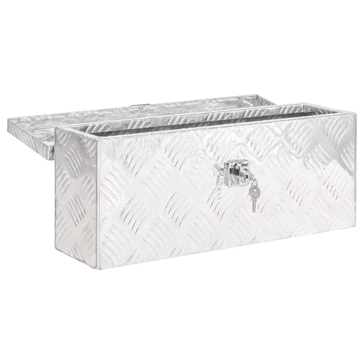 Anself Aluminum Tool Box Truck Toolbox Lockable Underbody Organizer Storage Case Trailer Box Silver for Vehicle, Garage, Camping Trip 19.7 x 8.1 x 5.9 Inches (L x W x H)
