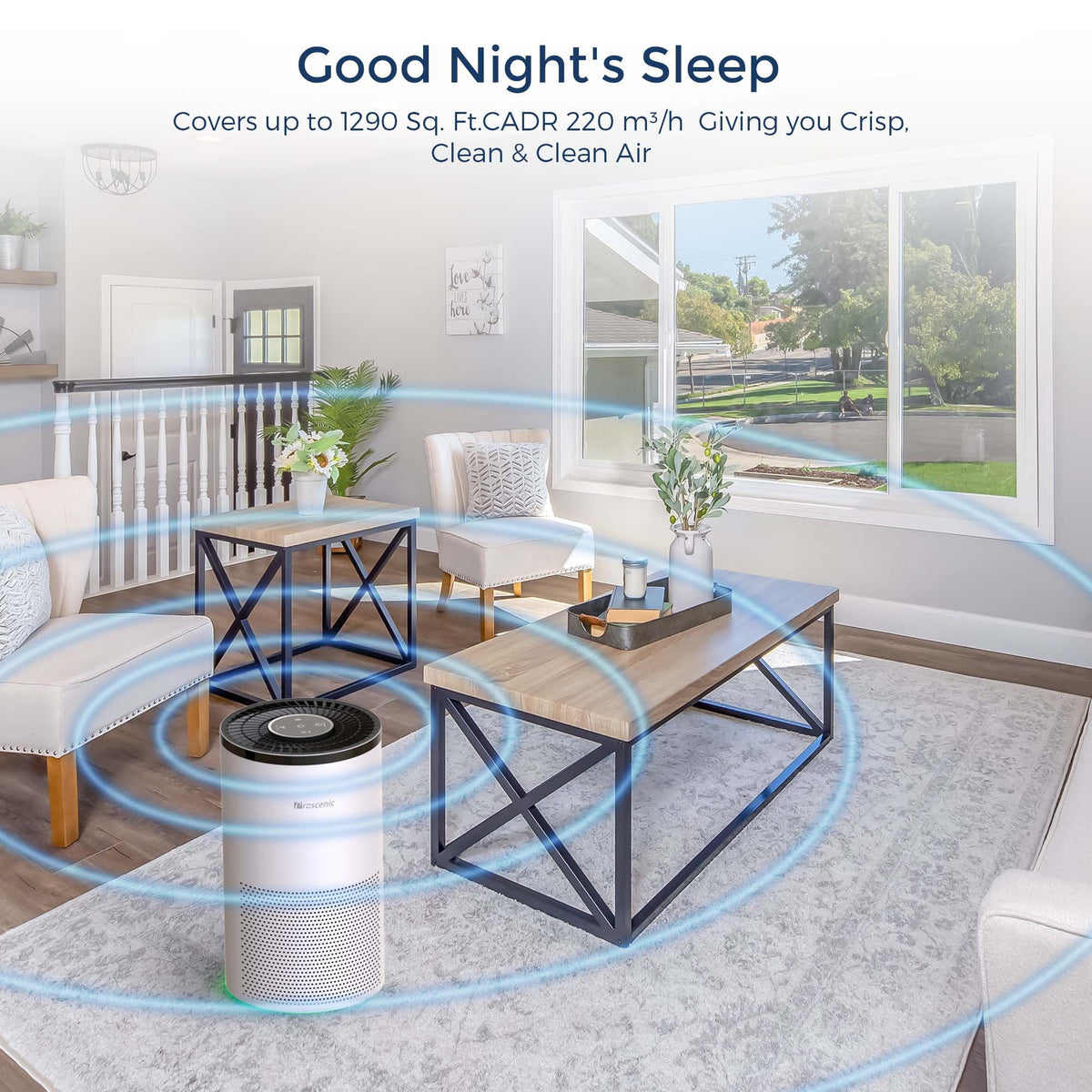 Air Purifier,H13 HEPA Filters 4-Stage Filtration, WiFi Air Cleaner with Sleep Mode, Speed Control & Timer for Bedroom,Home, Living Room,CADR 220 m³/h (Up to 1259 sq. ft)