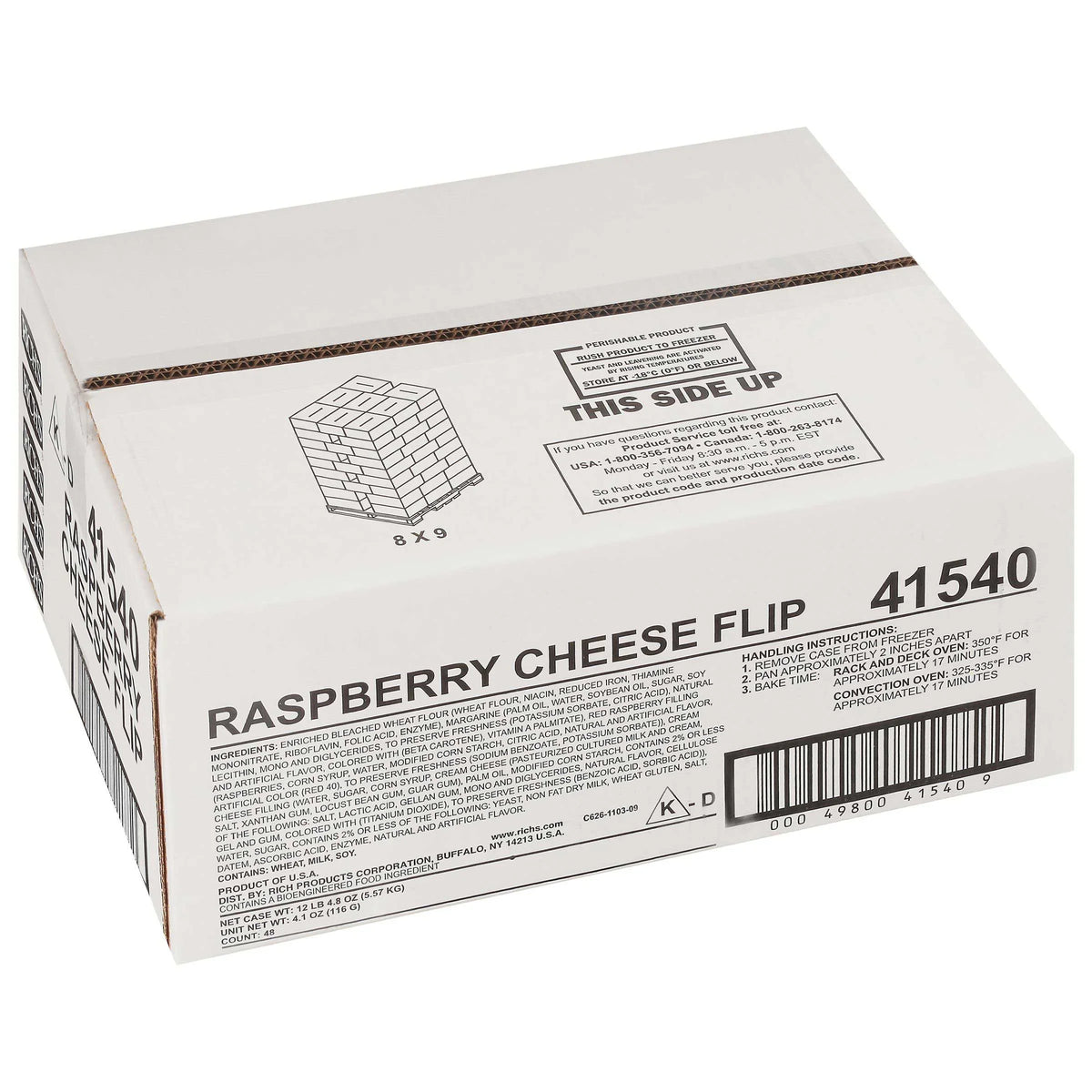 Rich's Products Preproofed Raspberry Cheese Croissant Dough 4.1oz (PACK OF 48)