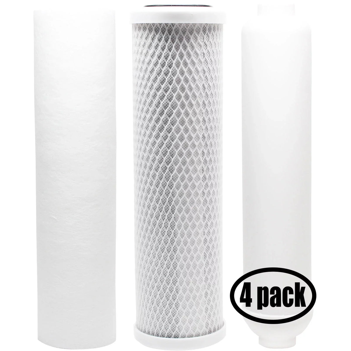 4-Pack Replacement for Filter Kit for US Water Systems 200-SENTRY-IX RO System - Includes Carbon Block Filter, PP Sediment Filter & Inline Filter Cartridge - Denali Pure Brand