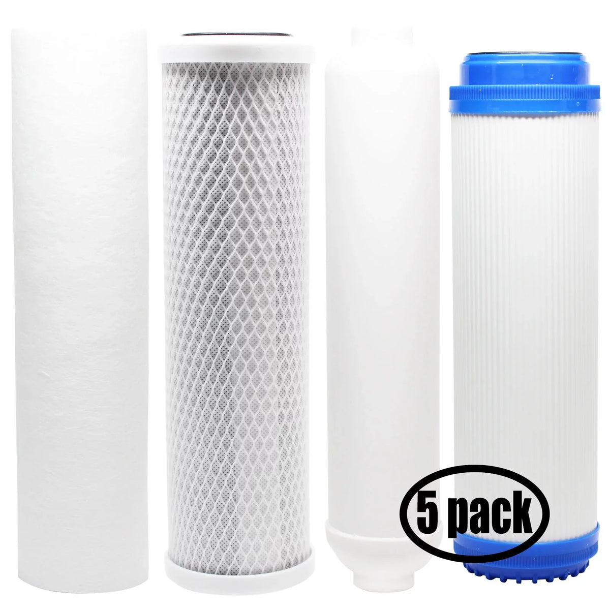 5-Pack Replacement for Filter Kit for Expres Water RO5DXC RO System - Includes Carbon Block Filter, PP Sediment Filter, GAC Filter & Inline Filter Cartridge - Denali Pure Brand