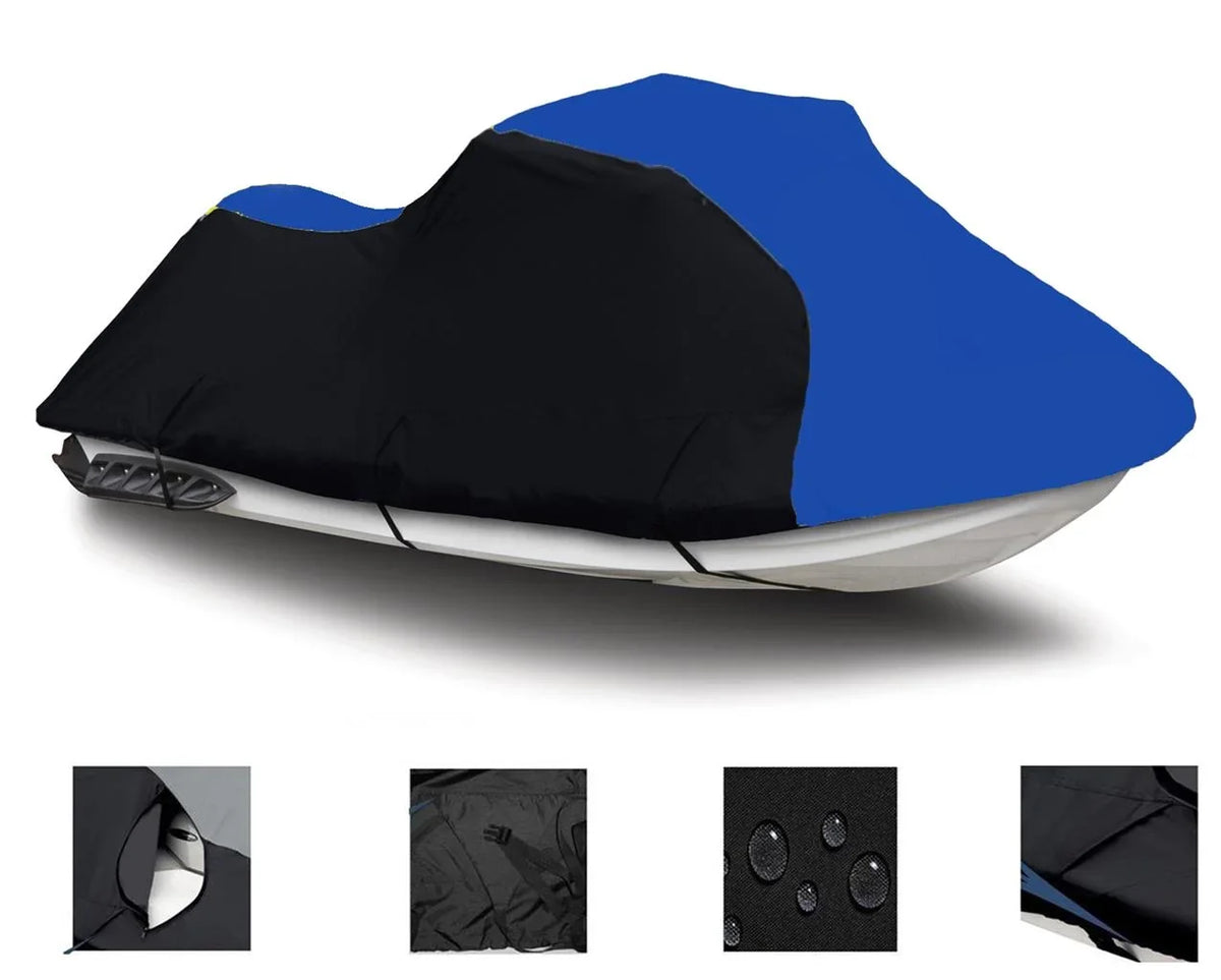 BLACK / BLUE HEAVY-DUTY, 600 DENIER Cover Compatible for Polaris SLTX 1050 1997 Jet Ski Trailerable Cover