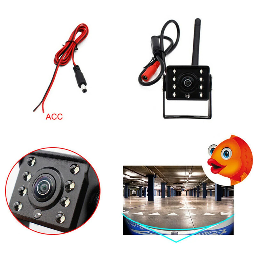 Anself WiFi Wireless Car Rear View Camera Truck Bus ~36V Automobile LED Reverse HD Night Vision Backup Camera, IP67 Waterproof Wireless Reversing Monitor