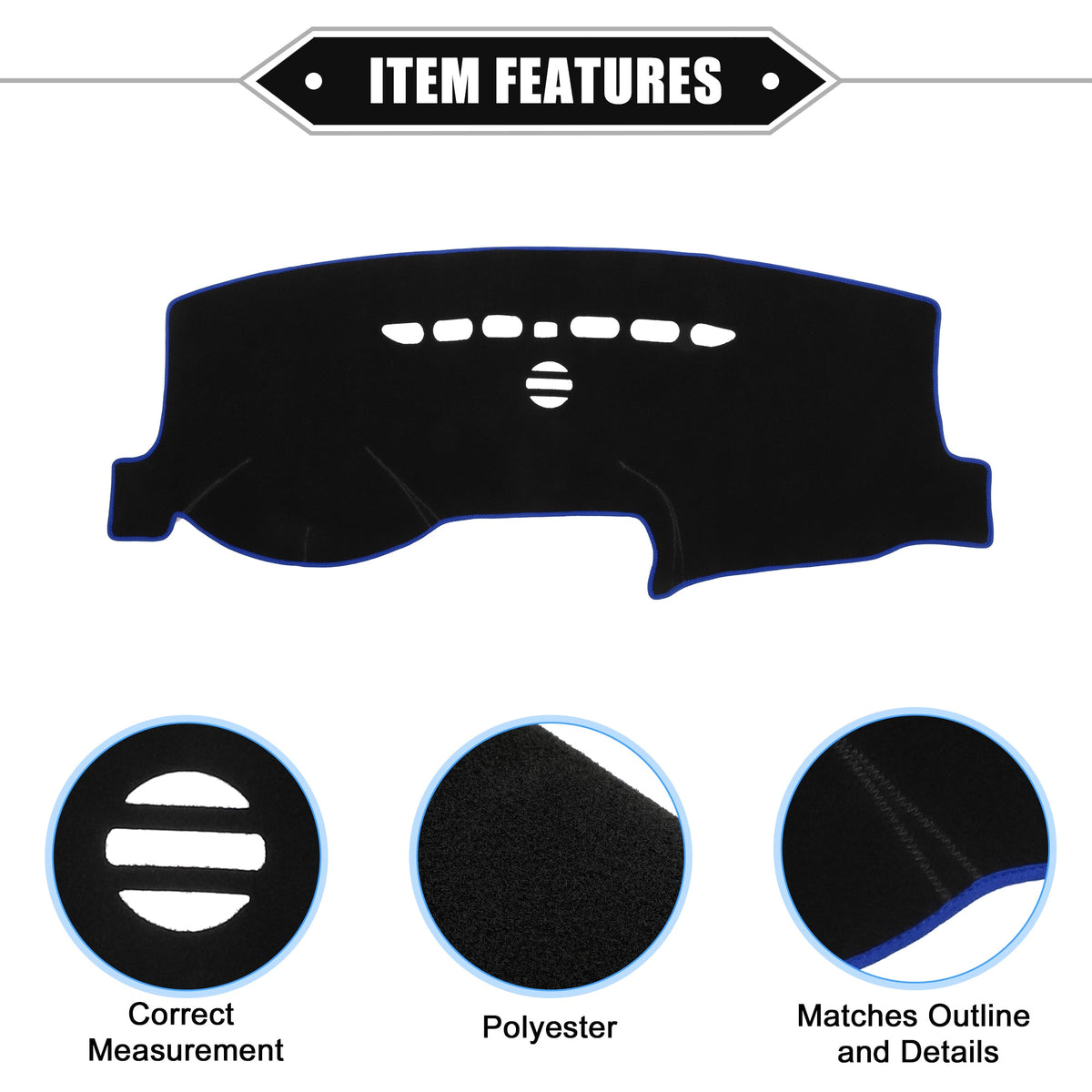 Unique Bargains Car Center Console Dashboard Cover Mat Compatible for Ford Fusion 2013-2021 Protective Polyester Blue