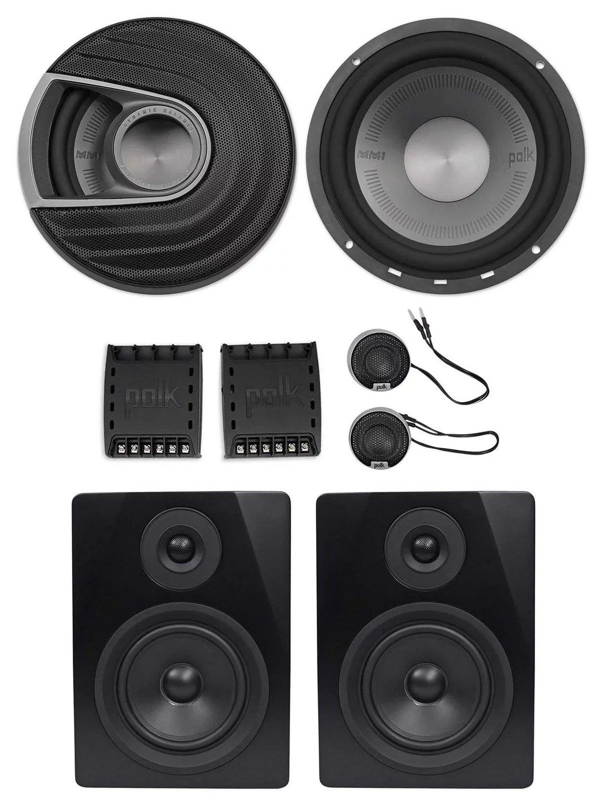 Polk Audio MM6502 6.5” 750w Component Car Speakers+Free Powered Monitor Speakers
