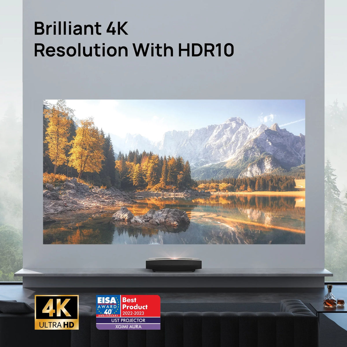 XGIMI AURA 4K Ultra Short Throw Laser Projector with Harman Kardon Speakers, Android TV OS