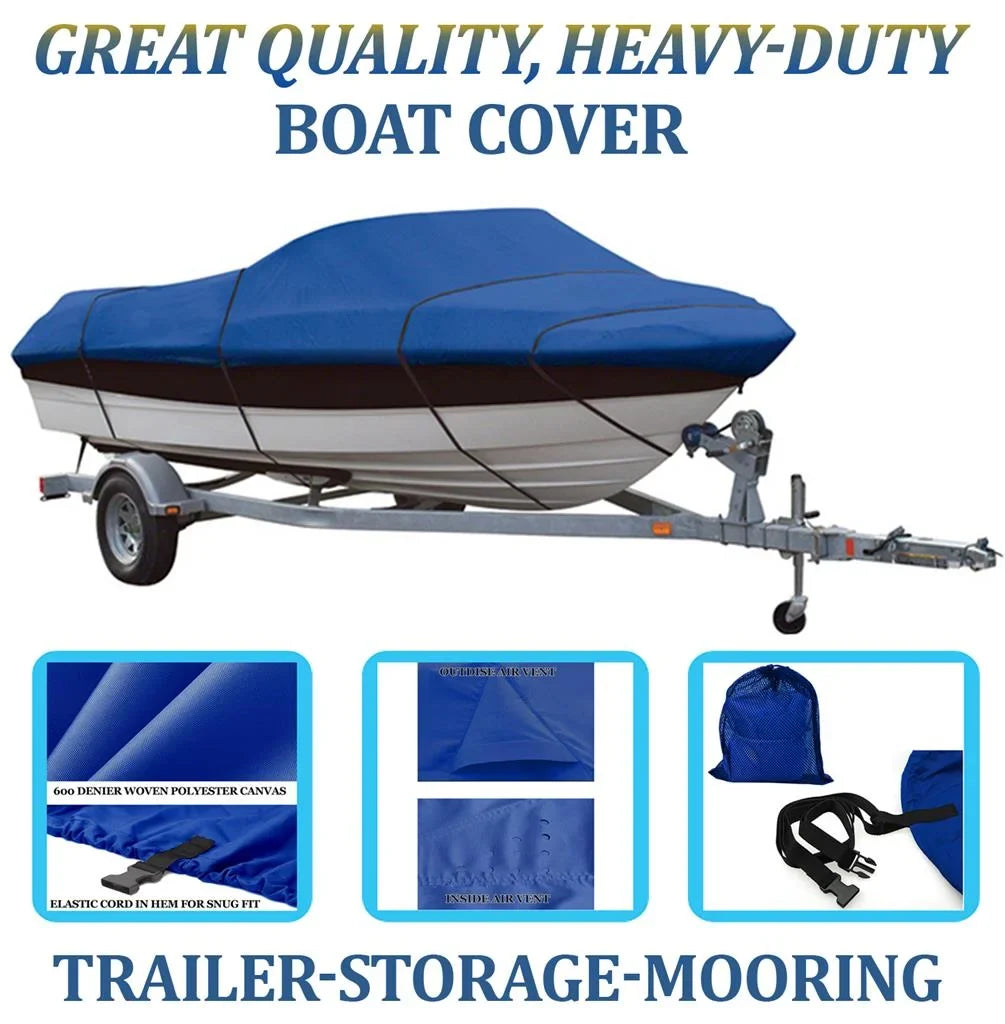 BLUE, GREAT QUALITY BOAT COVER Compatible for FOUR WINNS SUNDOWNER 225 CUDDY I/O 1996-2002
