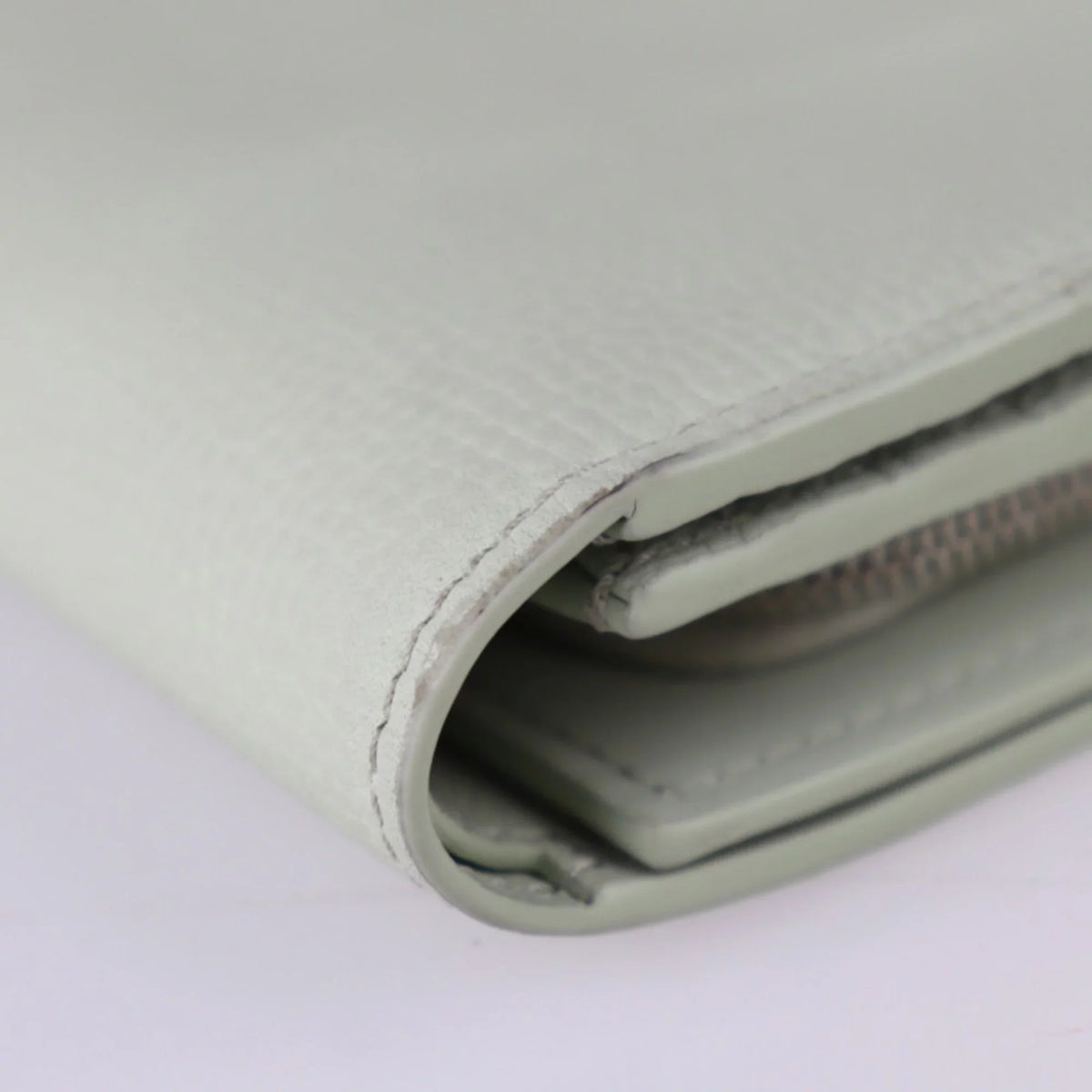 Pre-Owned LOEWE Loewe ANAGRAM COMPACT FLAP WALLET Anagram compact flap wallet folio C821L57X01 leather light green model silver metal fittings L-shaped fastener (Good)
