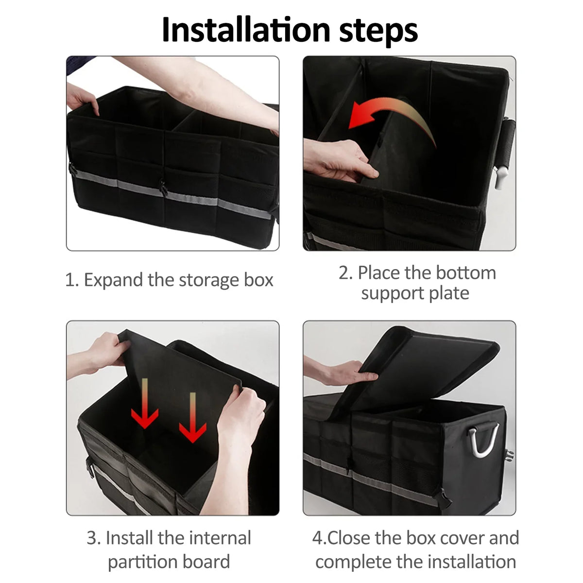 Walmart Car Trunk Organizer Oxford Cloth Folding Storage Box with Reflective Strip 55L Keep Your Car Neat and Tidy with this Automotive Cargo Organizer