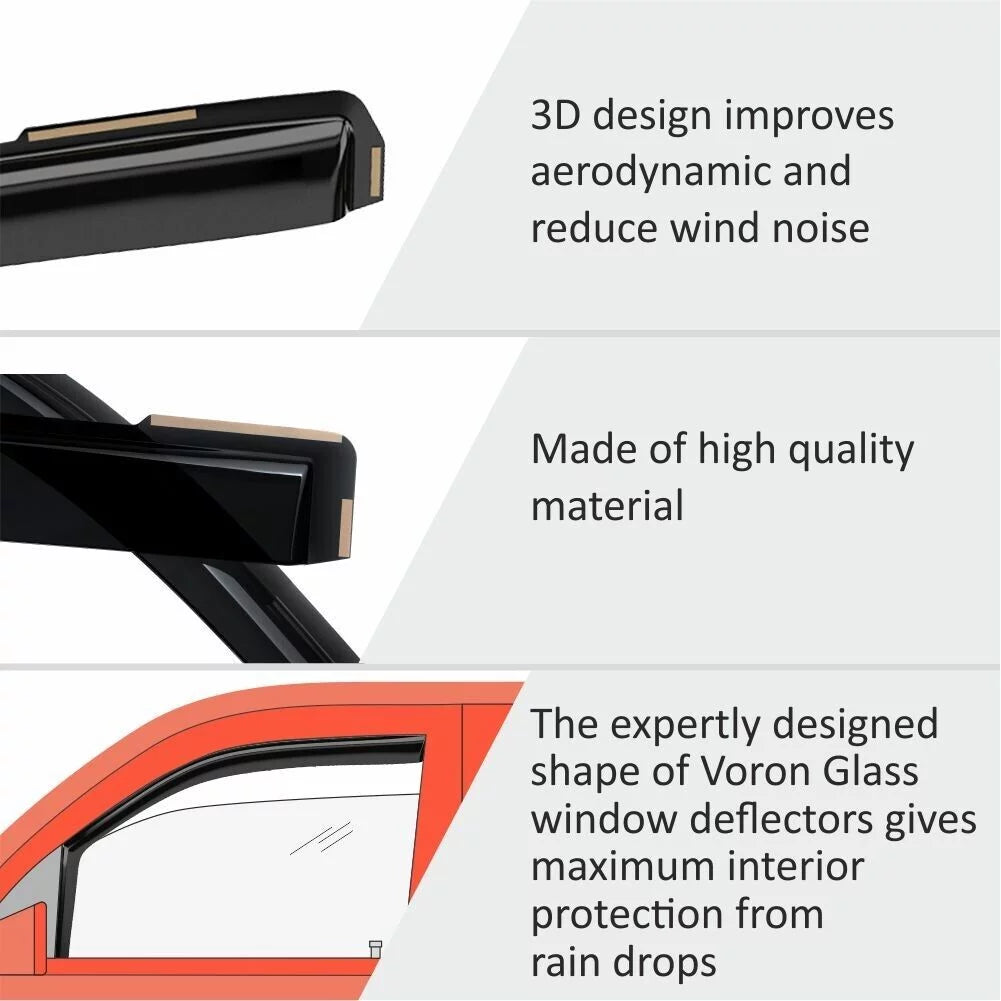 Voron Glass in-Channel Extra Durable Rain Guards for Toyota Corolla 2020-2024 Sedan, Window Deflectors, Vent Window Visors, 4 Pieces - 200521