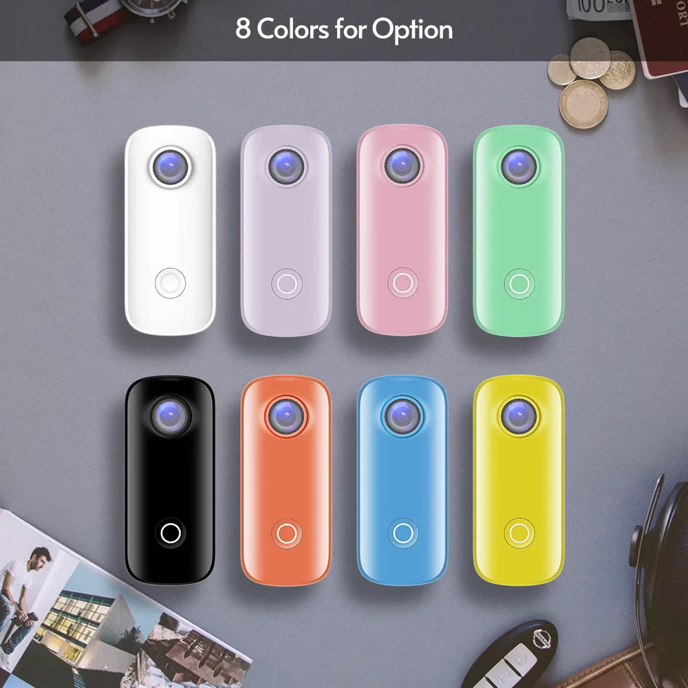 C100+   Camera 2K 30fps Video Digital Camera 30M Waterproof Magnetic Body Built-in Rechrageable Battery WiFi Connection APP Sharing with Waterproof Case Back Clip Lanyard