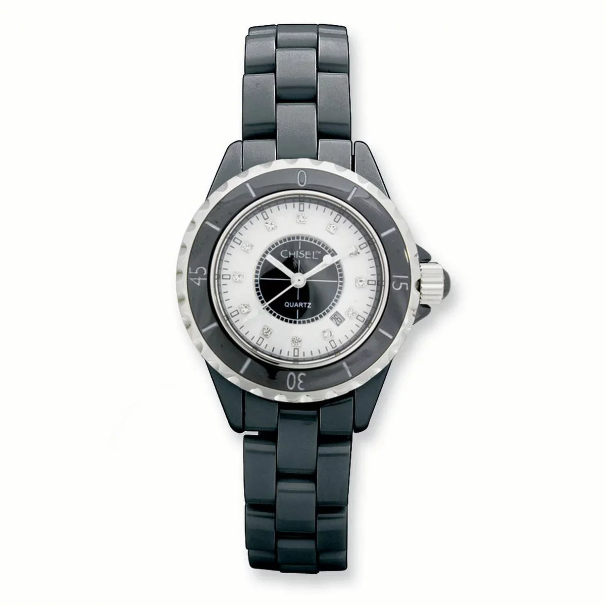 Ladies Black Ceramic/Black & White Dial Watch