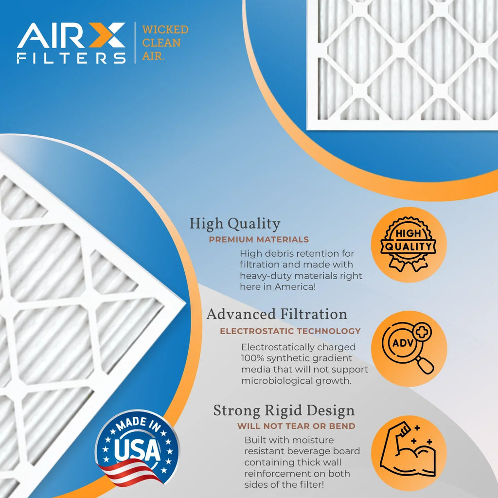 25x25x1 Air Filter MERV 13 Comparable to MPR 1500 - 2200 & FPR 9 Electrostatic Pleated Air Conditioner Filter 6 Pack HVAC AC Premium USA Made 25x25x1 Furnace Filters by AIRX FILTERS WICKED CLEAN AIR.