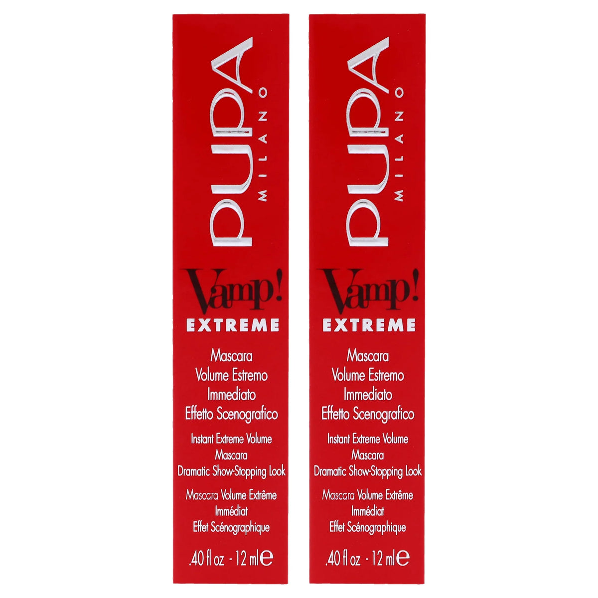 Pupa Milano Vamp! Extreme Mascara - 010 Extra Black - Pack of 2 - 0.4 oz Mascara